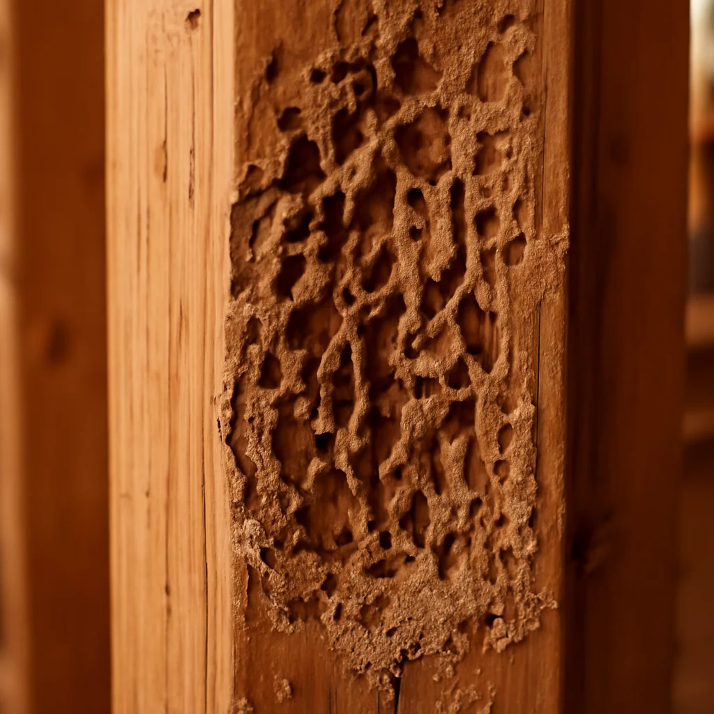 Termite damage to wood framing in Miami home